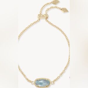 Kendra Scott Elaina Gold Adjustable Chain Bracelet in Light Blue Illusion NWT